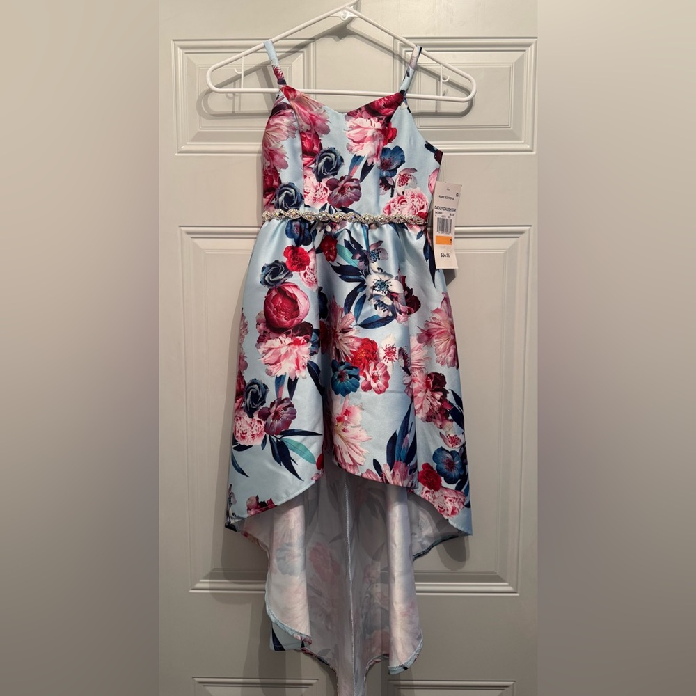Rare Editions Girl Floral pink special occasion high low dress  NWT size 7